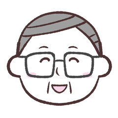 笑顔のシニア男性顔イラスト