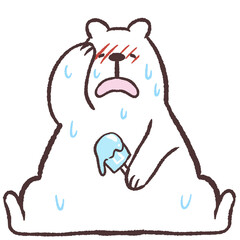 	暑くてバテているしろくまのイラスト