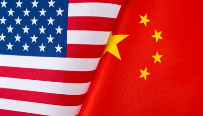 Fototapeta premium USA and China Flags A Symbol of Bilateral Relations and Geopolitical Dynamics
