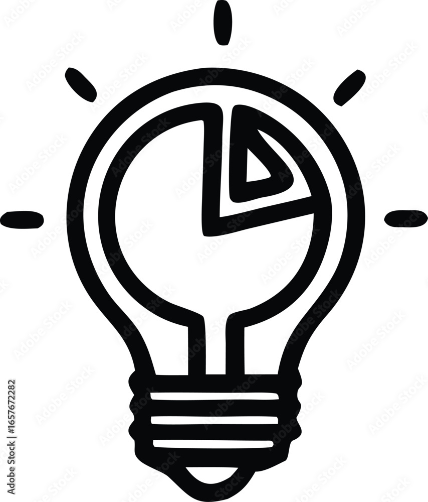 Poster Creative insight and data analysis represented by a lightbulb with a pie chart inside