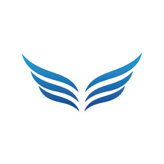 Blue stylized wings vector illustration abstract feather graphic freedom symbol soaring emblem isolated eps