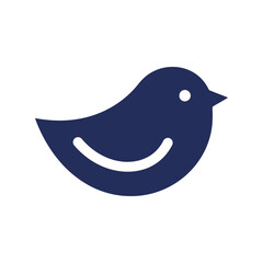 Simple dark blue bird silhouette icon cute avian illustration isolated vector graphic