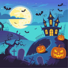 halloween background with haunted house