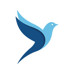 Blue abstract bird logo flying dove freedom symbol elegant wing design modern animal icon