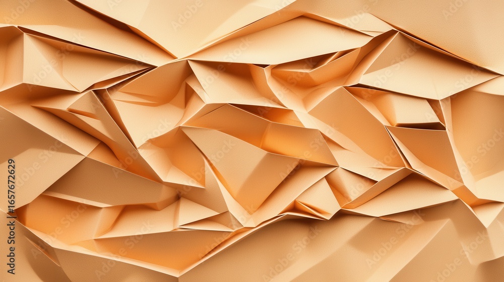 Poster Intricate multi dimensional abstract design created with folded and layered paper showcasing a complex geometric pattern and textural elements