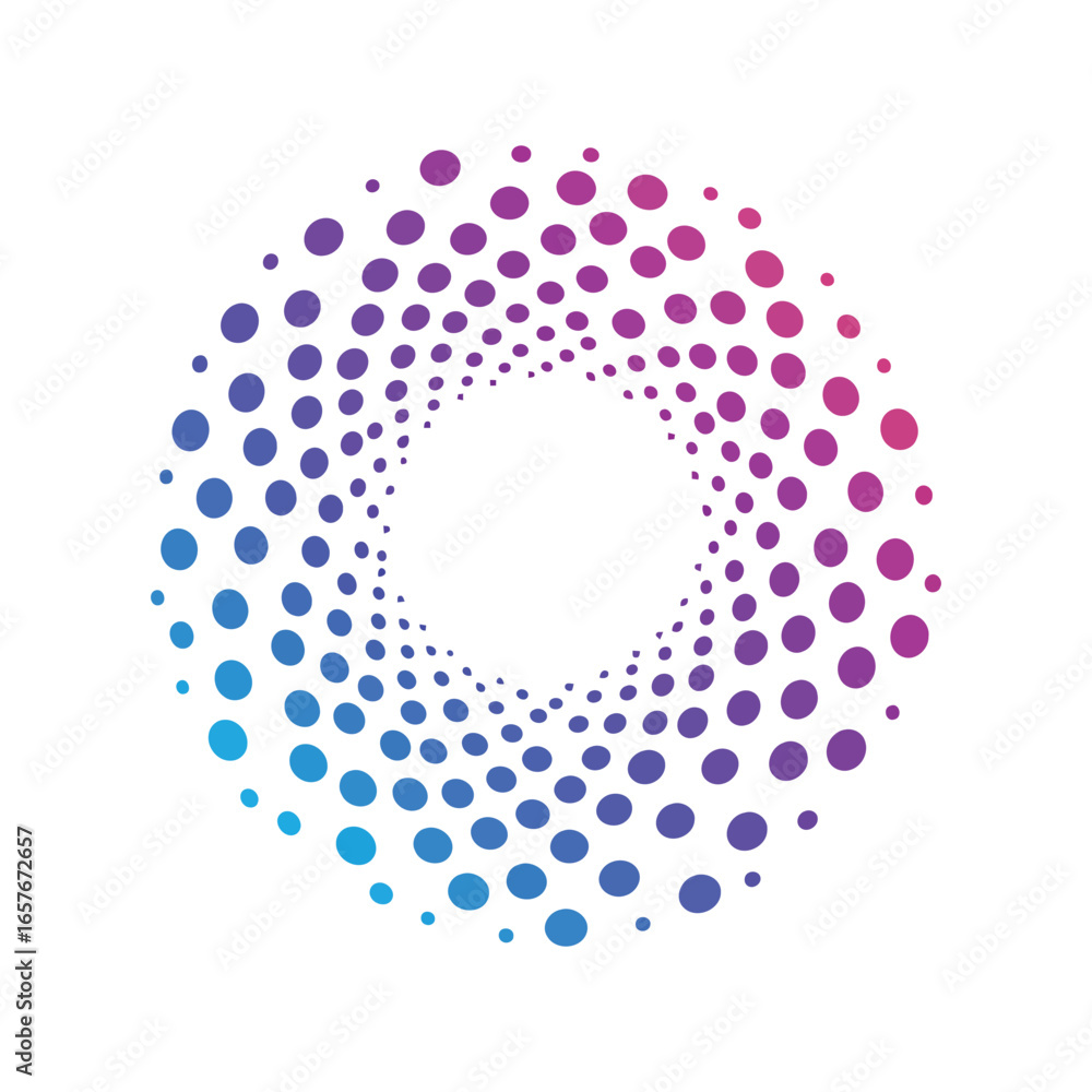 Poster abstract radial gradient dot pattern circular vortex colorful swirling design modern graphic element