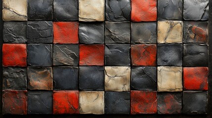 Textured Wall Panels in Bold Red, Black, Grey and White Colors