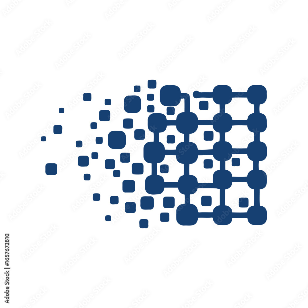 Poster digital transformation abstract network connection data flow technology concept network nodes abstra
