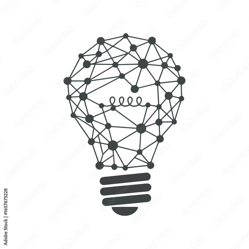 Poster abstract light bulb network illustration innovation idea concept technology connection digital brain