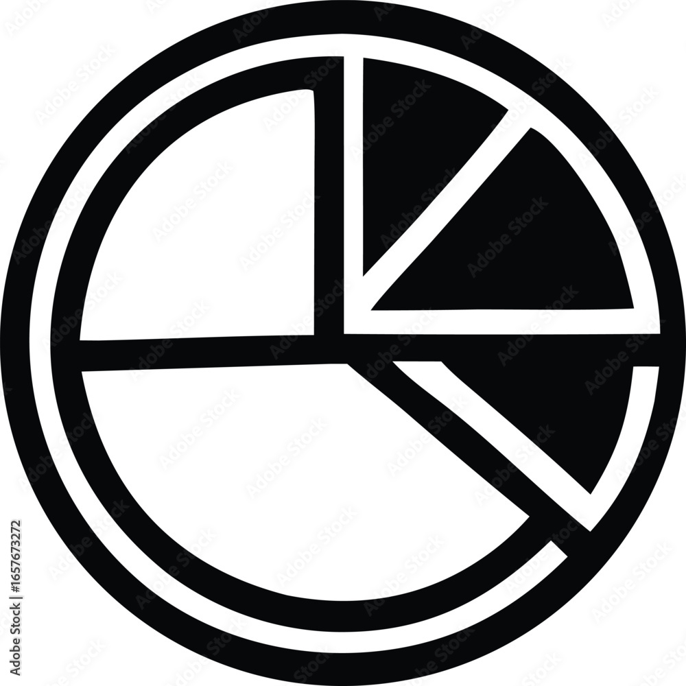 Poster abstract geometric circle divided into four sections with two darkened segments representing data or