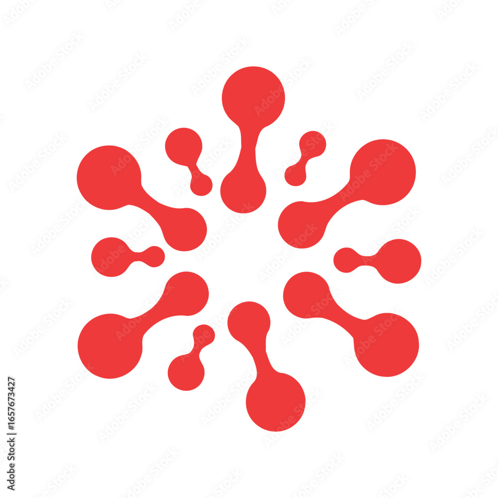 Poster abstract red molecular structure science network technology connection medical research icon