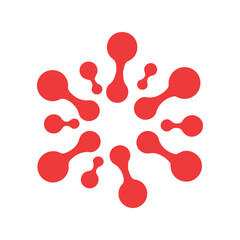 Abstract red molecular structure science network technology connection medical research icon