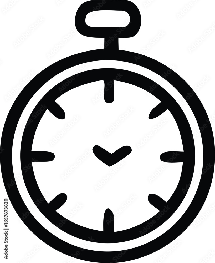 Poster simple line art icon of a stopwatch measuring time representing speed countdown and measurement conc