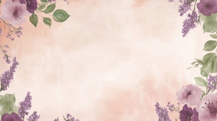 Elegant floral background with soft peach and deep plum hues, perfect for invitations and design projects