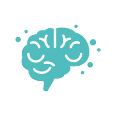 Happy brain illustration mental health positive thinking well being creative mind learning icon eps graphic
