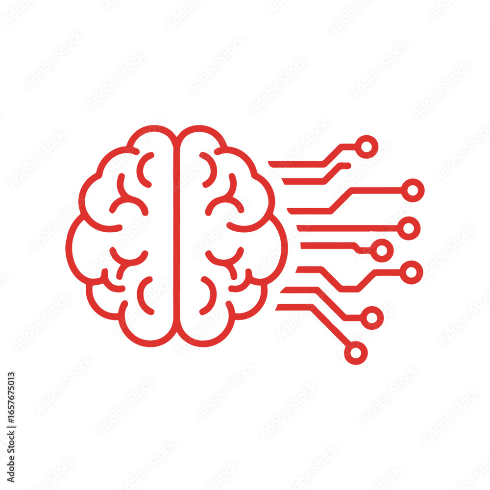Poster ai brain circuit vector illustration artificial intelligence technology neural network machine learn