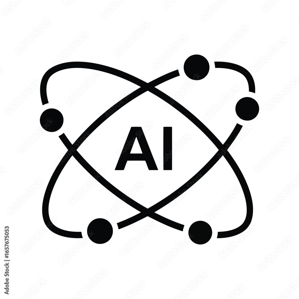 Poster ai atom symbol artificial intelligence technology science innovation digital concept vector icon