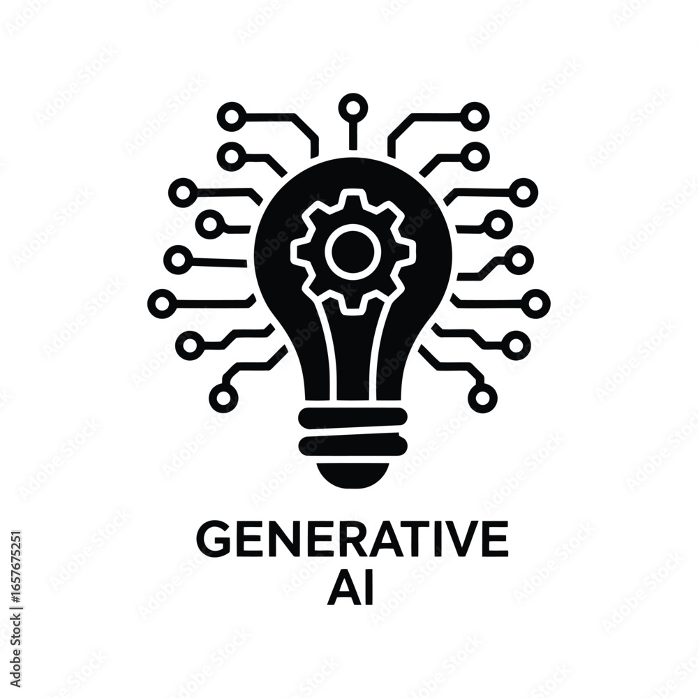 Poster generative ai lightbulb icon artificial intelligence innovation technology brainstorming concept