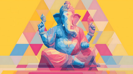 Lord Ganesha pastel colours abstract image - Happy Ganesh Chathurthi