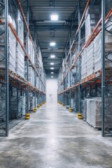 Fototapeta premium A cold storage warehouse with temperature controls An AI tool is monitoring conditions to preserve perishable goods The mood feels, Generative AI