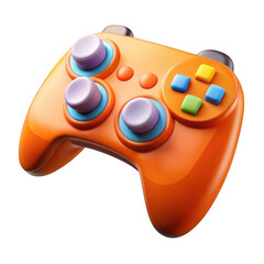 3d futuristic game controller with colorful buttons isolated on transparent background