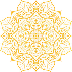 Decorative Gold Mandala Vector Illustration Isolated on White


