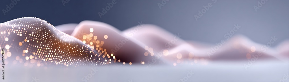 Poster abstract waves of glowing data streams flowing across horizon symbolizing ai networks, stock photo w