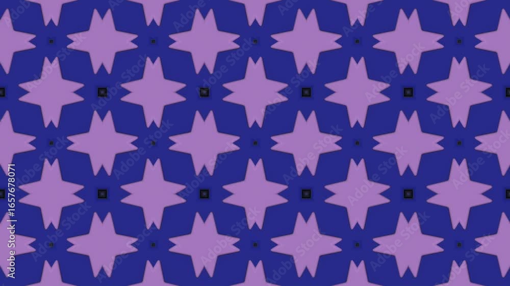 Poster Cyclic, seamless digital animation with a repeating pattern in a grid. Geometric elements, placed at regular intervals, create a visual rhythm. Pop art, digital minimalism. 3d rendering 4K
