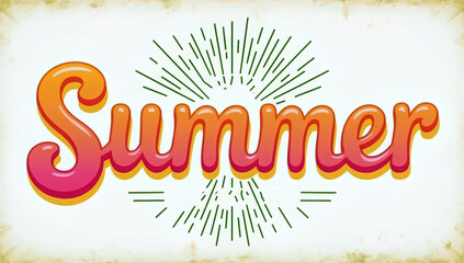 Pastel-colored hand-drawn text spelling "Summer" with playful rounded letters on a light blue background. Modern minimalist seasonal typography design, ideal for summer posters, social media graphics