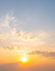 Fototapeta premium Sunset Sky, Clouds, Horizon, Orange Hues