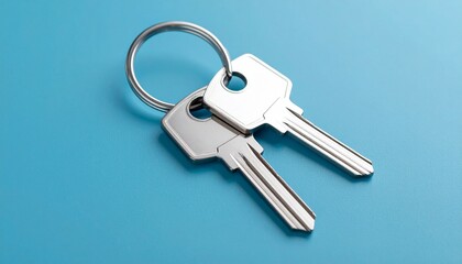 keys on blue background