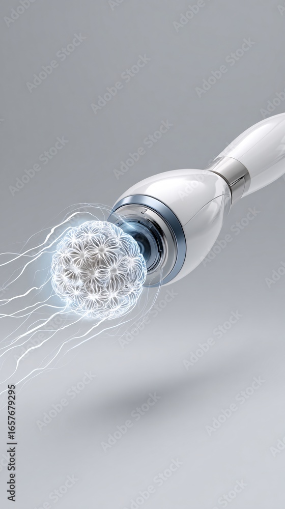 Poster a robotic arm drawing glowing neural patterns in midair, futuristic tech style, stock photo with cop