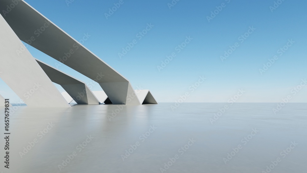 Poster 3d illustration of abstract modern architecture background, minimal geometry architectural design, c