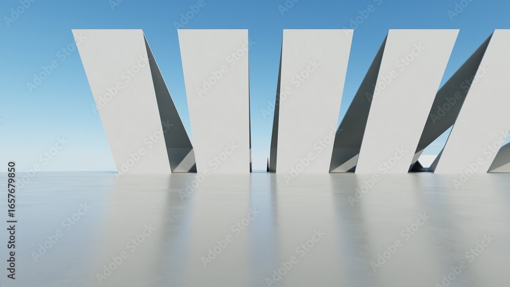 Poster 3d illustration of abstract modern architecture background, minimal geometry architectural design, c