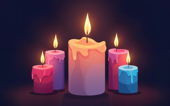 Simple Transgender Day of Remembrance Banner with burning candles using trans pride colors on dark background, celebrated on November. Vector Illustration. EPS 10. High quality