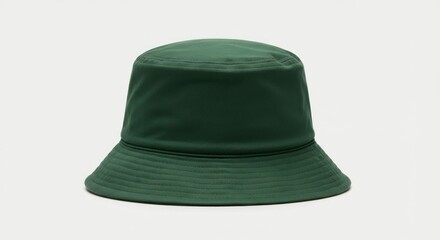 A plain green bucket hat is centered against a white background