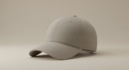 Fototapeta premium A plain grey baseball cap is shown against a neutral background