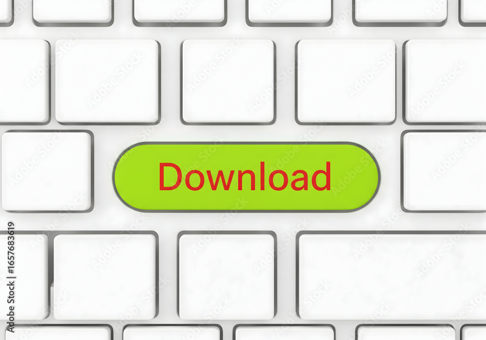 Aufkleber download now: green button on keyboard for instant access and easy data transfer