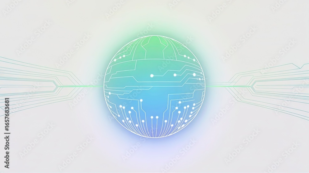 Poster digital earth: an ethereal digital rendering of a globe formed by intricate circuit patterns, symbol