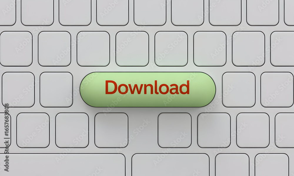 Fototapete download button on computer keyboard: access online content with a single click