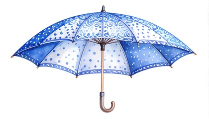 Detailed illustration of a decorative blue umbrella.