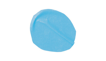 Light blue circle masking tape sticker with wrinkled edges, separate wrinkled round paper on...