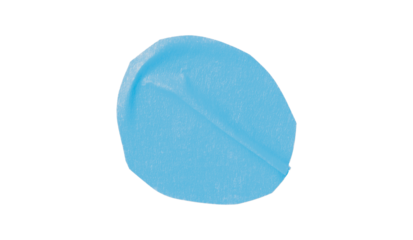 Light blue circle masking tape sticker with wrinkled edges, separate wrinkled round paper on transparent background.