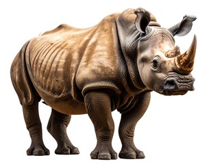 Obraz premium White Rhino Standing, Isolated Background