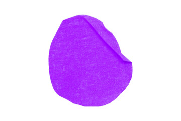 Purple circle masking tape sticker with crumpled edges, separate crumpled round paper on...