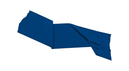 Isolated blue torn paper tape on transparent background