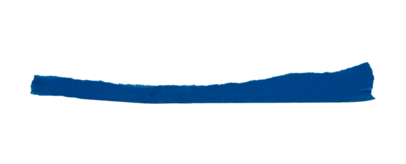 Isolated blue torn paper tape on transparent background