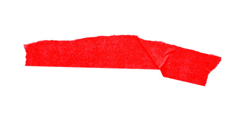 Red torn paper tape isolated on transparent background