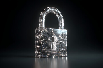 Glowing digital padlock with circuit board patterns symbolizes advanced cybersecurity and data protection for secure networks and confidential information