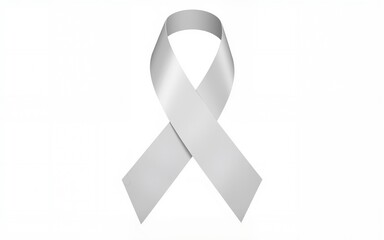 Lung cancer awareness with white ribbon on transparent backgrounds. High quality